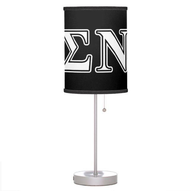 Sigma Nu White and Black Letters Table Lamp (Left)