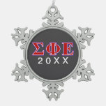 Sigma Phi Epsilon Purple And Red Letters Snowflake Pewter Christmas Ornament at Zazzle