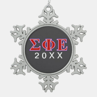 Sigma Phi Epsilon Purple and Red Letters Snowflake Pewter Christmas Ornament
