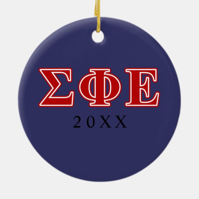 Sigma Phi Epsilon Red Letters Ceramic Ornament (Back)