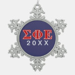 Sigma Phi Epsilon Red Letters Snowflake Pewter Christmas Ornament at Zazzle