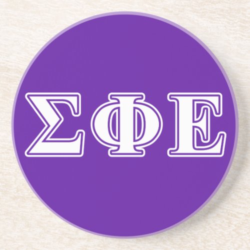 Sigma Phi Epsilon White and Purple Letters Drink Coaster