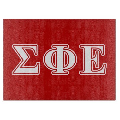 Sigma Phi Epsilon White and Red Letters Cutting Board