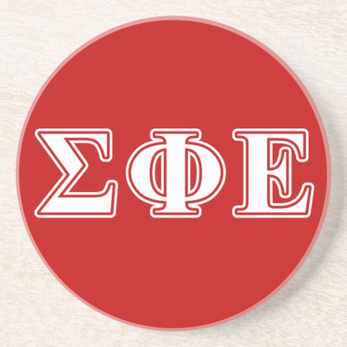 Sigma Phi Epsilon White and Red Letters Drink Coaster