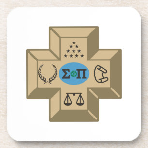 Sigma Pi Fraternity Greek Cross & Symbols Logo Beverage Coaster