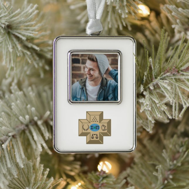 Sigma Pi Fraternity Greek Cross & Symbols Logo Christmas Ornament (Tree)
