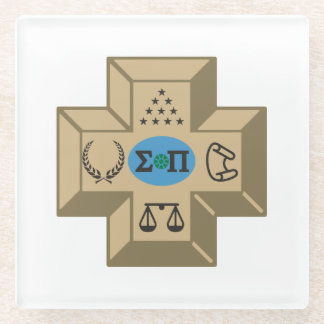 Sigma Pi Fraternity Greek Cross & Symbols Logo Glass Coaster