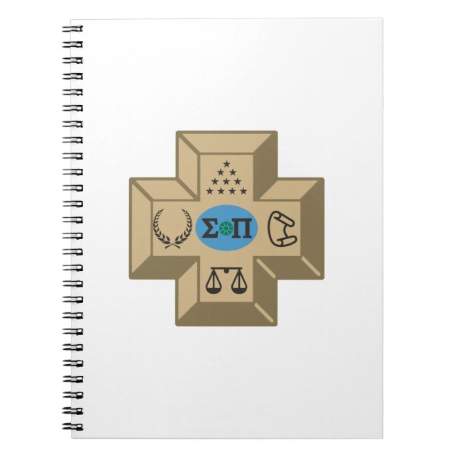 Sigma Pi Fraternity Greek Cross & Symbols Logo Notebook (Front)