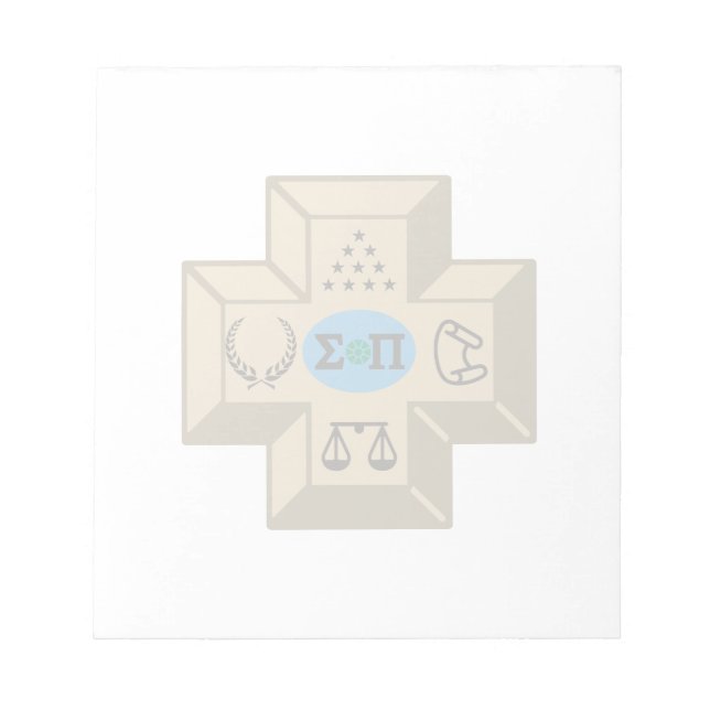 Sigma Pi Fraternity Greek Cross & Symbols Logo Notepad (Front)