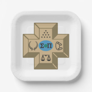 Sigma Pi Fraternity Greek Cross & Symbols Logo Paper Plates
