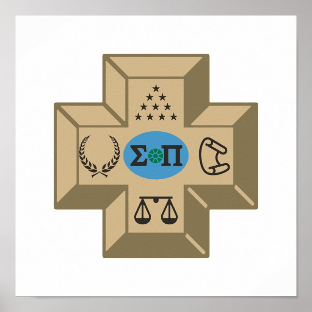 Sigma Pi Fraternity Greek Cross & Symbols Logo Poster (Front)