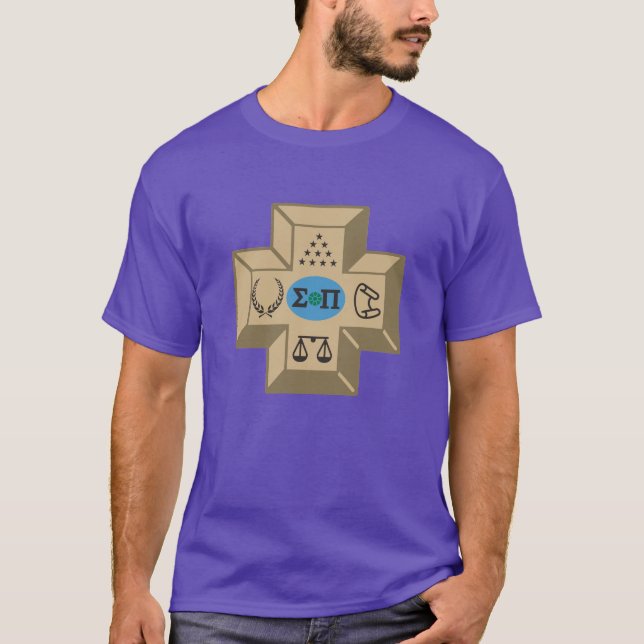 Sigma Pi Fraternity Greek Cross & Symbols Logo T-Shirt (Front)