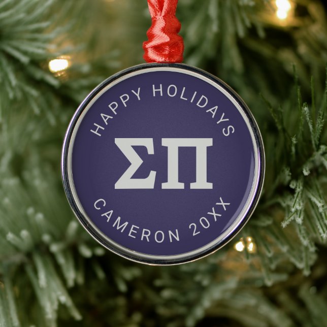Sigma Pi Fraternity Greek Letters Logo Design Metal Ornament (Tree)