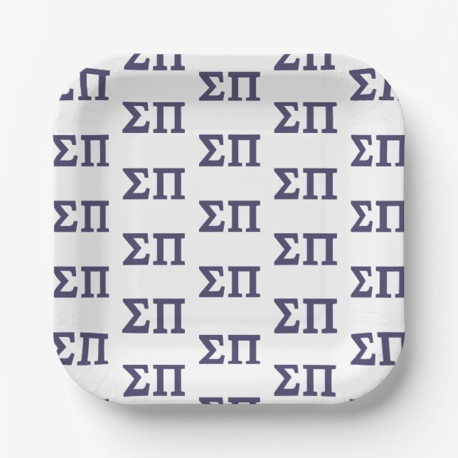 Sigma Pi Fraternity Greek Letters Logo Paper Plates (Front)