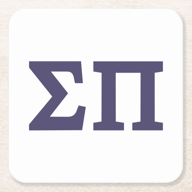 Sigma Pi Fraternity Greek Letters Logo Square Paper Coaster (Front)
