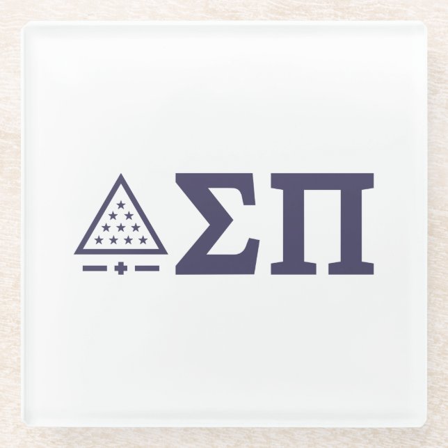 Sigma Pi Fraternity Greek Letters Star Triangle Glass Coaster (Front)
