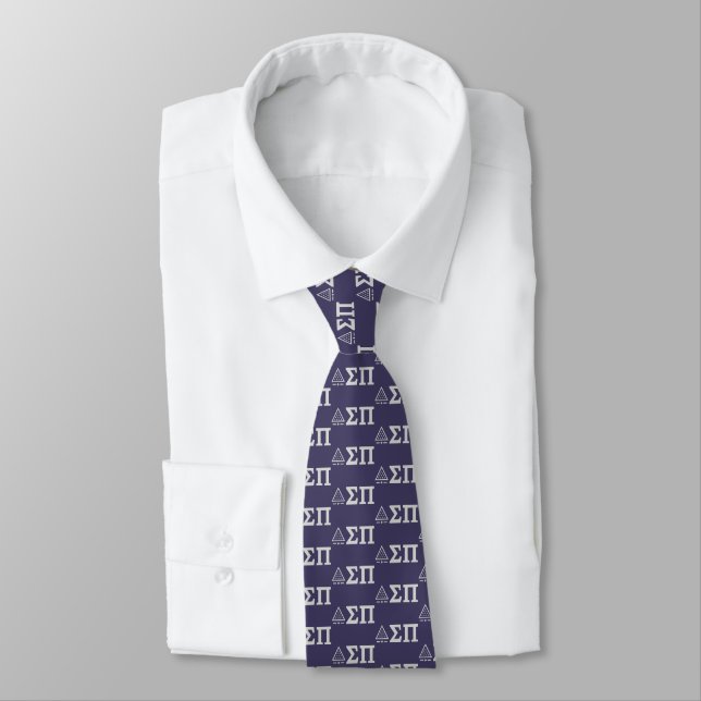 Sigma Pi Fraternity Greek Letters Star Triangle Neck Tie (Tied)