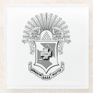 Sigma Pi Fraternity Official Coat of Arms Glass Coaster