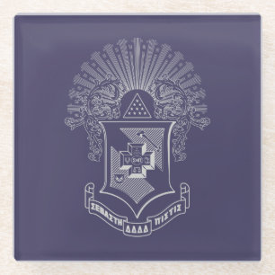 Sigma Pi Fraternity Official Coat of Arms Glass Coaster
