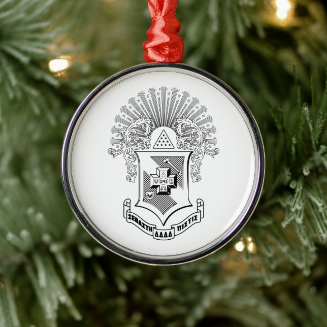 Sigma Pi Fraternity Official Coat of Arms Metal Ornament (Tree)