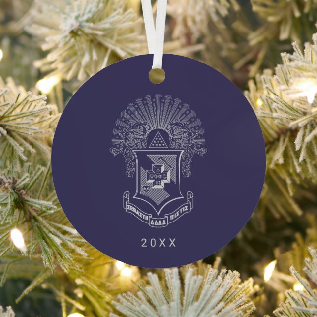 Sigma Pi Fraternity Official Coat of Arms Metal Ornament (Insitu)