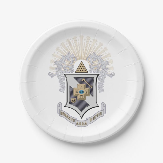 Sigma Pi Fraternity Official Coat of Arms Paper Plates (Front)