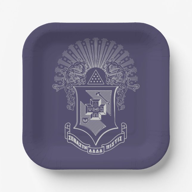 Sigma Pi Fraternity Official Coat of Arms Paper Plates (Front)
