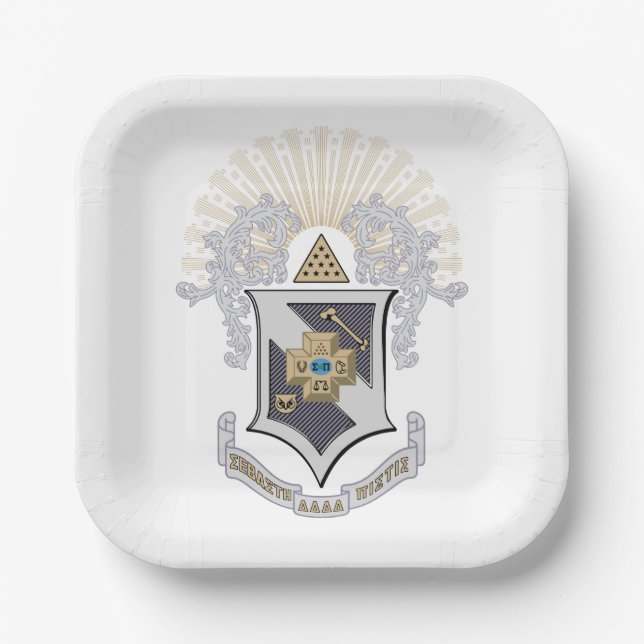 Sigma Pi Fraternity Official Coat of Arms Paper Plates (Front)