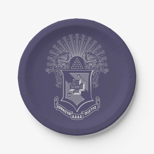 Sigma Pi Fraternity Official Coat of Arms Paper Plates (Front)