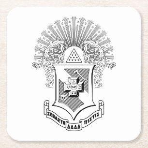 Sigma Pi Fraternity Official Coat of Arms Square Paper Coaster