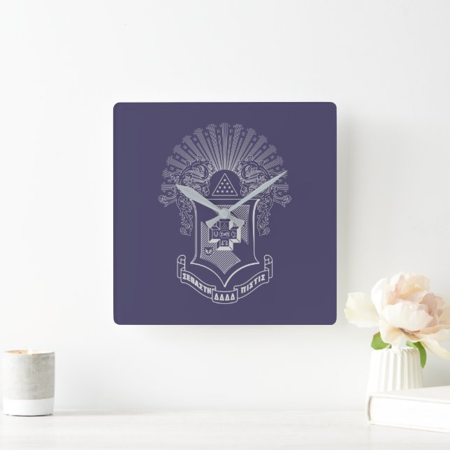 Sigma Pi Fraternity Official Coat of Arms Square Wall Clock (Home)