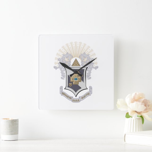 Sigma Pi Fraternity Official Coat of Arms Square Wall Clock (Home)