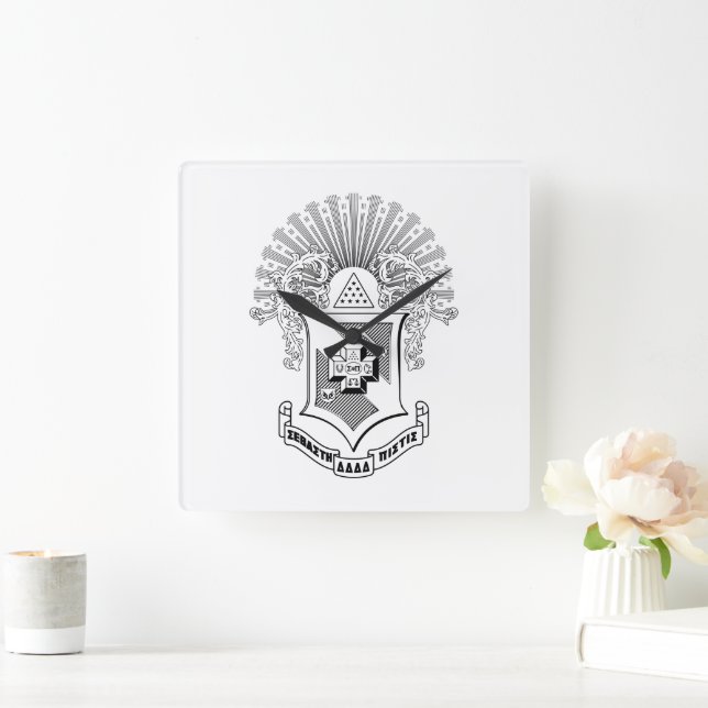 Sigma Pi Fraternity Official Coat of Arms Square Wall Clock (Home)