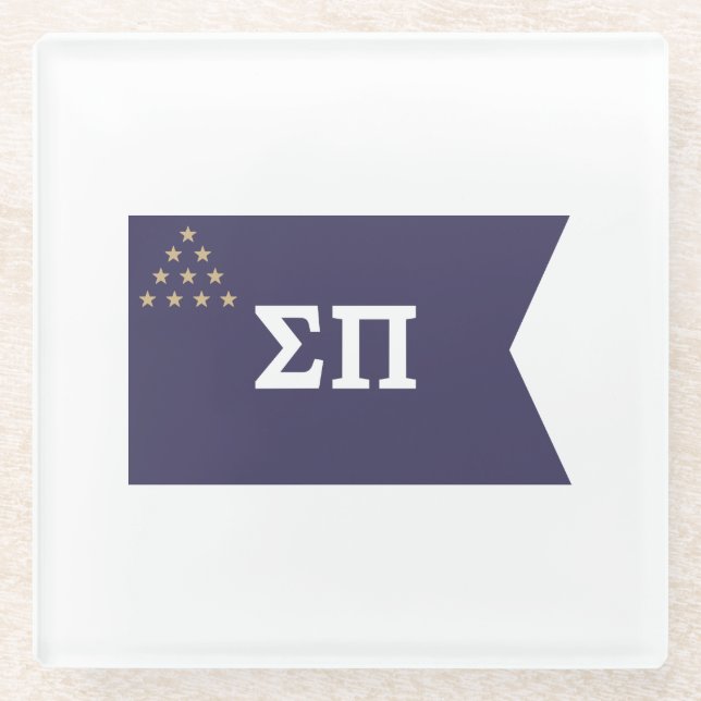 Sigma Pi Fraternity Official Flag Glass Coaster (Front)