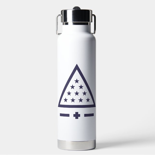 Sigma Pi Fraternity Radiant Triangle Stars Symbol Water Bottle (Front)