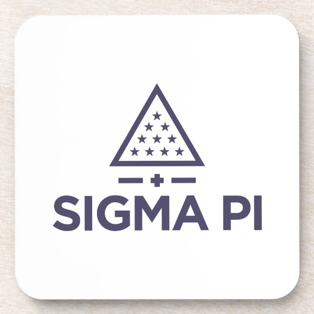 Sigma Pi Fraternity Wordmark Star Triangle Logo Beverage Coaster (Front)