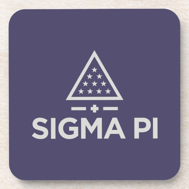 Sigma Pi Fraternity Wordmark Star Triangle Logo Beverage Coaster (Front)