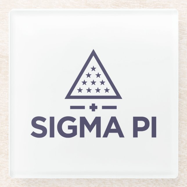Sigma Pi Fraternity Wordmark Star Triangle Logo Glass Coaster (Front)