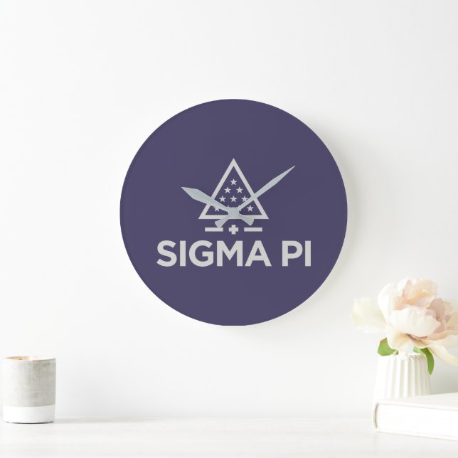 Sigma Pi Fraternity Wordmark Star Triangle Logo Large Clock (Home)