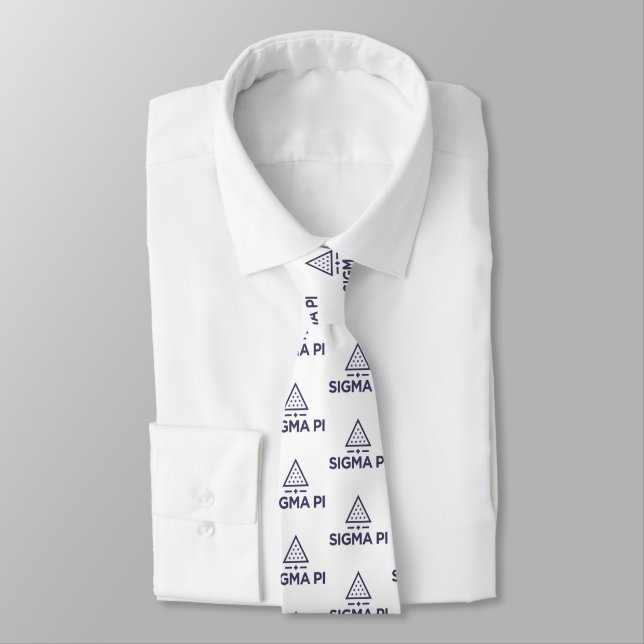 Sigma Pi Fraternity Wordmark Star Triangle Logo Neck Tie (Tied)
