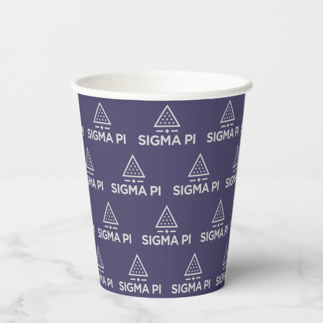 Sigma Pi Fraternity Wordmark Star Triangle Logo Paper Cups (Back)
