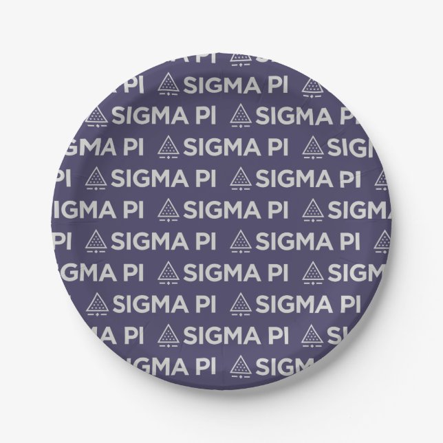 Sigma Pi Fraternity Wordmark Star Triangle Logo Paper Plates (Front)