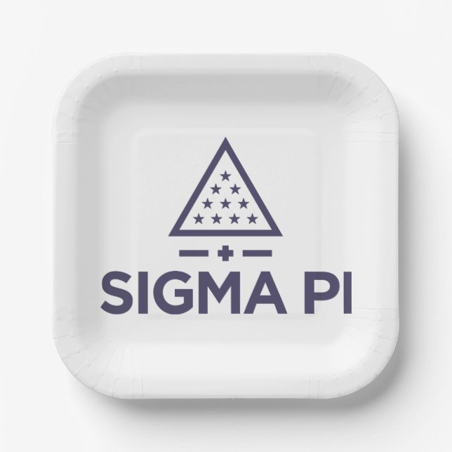 Sigma Pi Fraternity Wordmark Star Triangle Logo Paper Plates (Front)