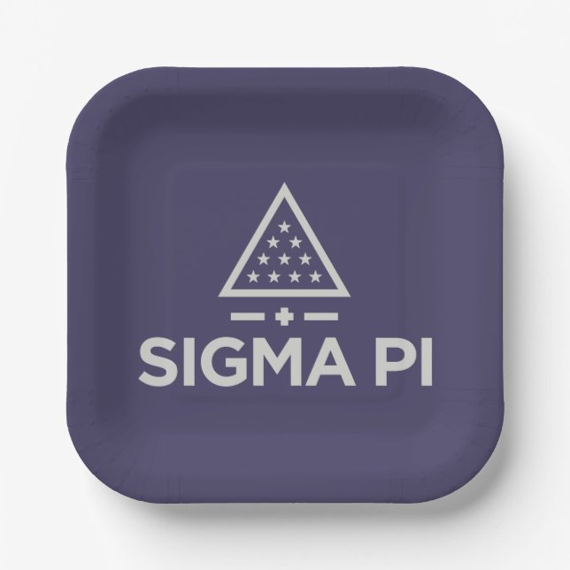 Sigma Pi Fraternity Wordmark Star Triangle Logo Paper Plates (Front)