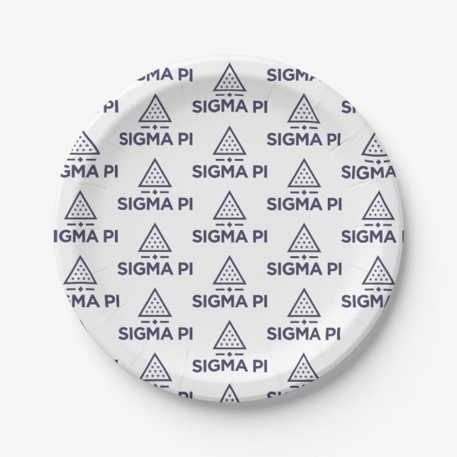 Sigma Pi Fraternity Wordmark Star Triangle Logo Paper Plates (Front)