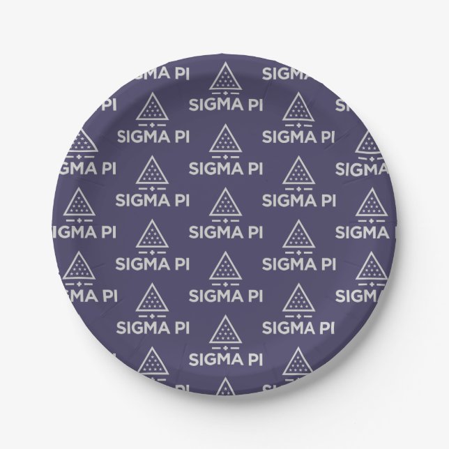 Sigma Pi Fraternity Wordmark Star Triangle Logo Paper Plates (Front)