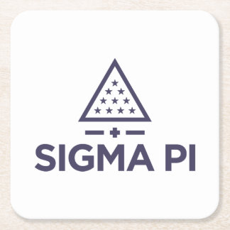 Sigma Pi Fraternity Wordmark Star Triangle Logo Square Paper Coaster