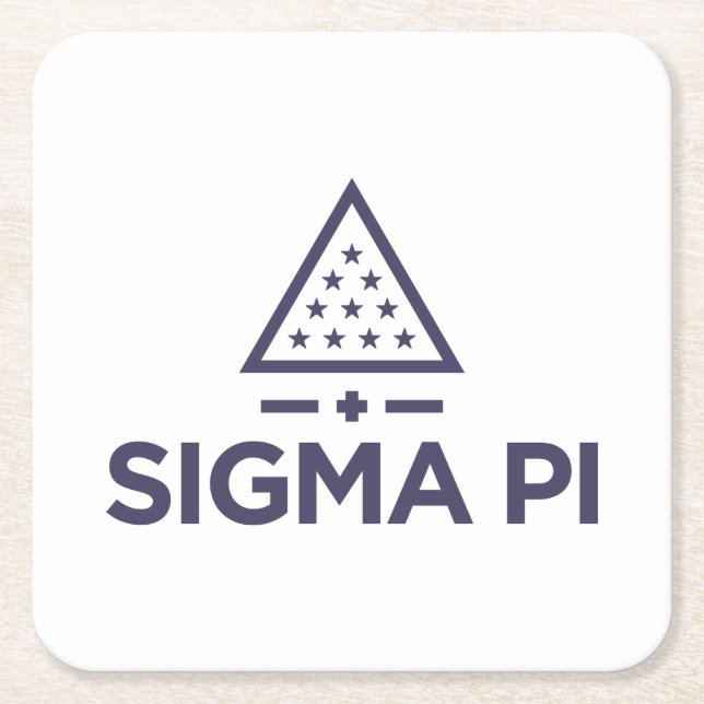 Sigma Pi Fraternity Wordmark Star Triangle Logo Square Paper Coaster (Front)