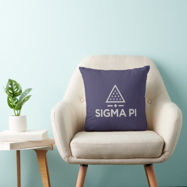 Sigma Pi Fraternity Wordmark Star Triangle Logo Throw Pillow (Chair)
