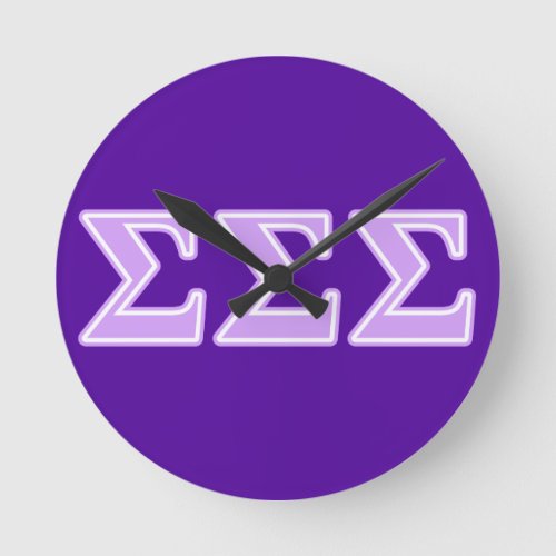 Sigma Sigma Sigma Lavender Letters Round Clock